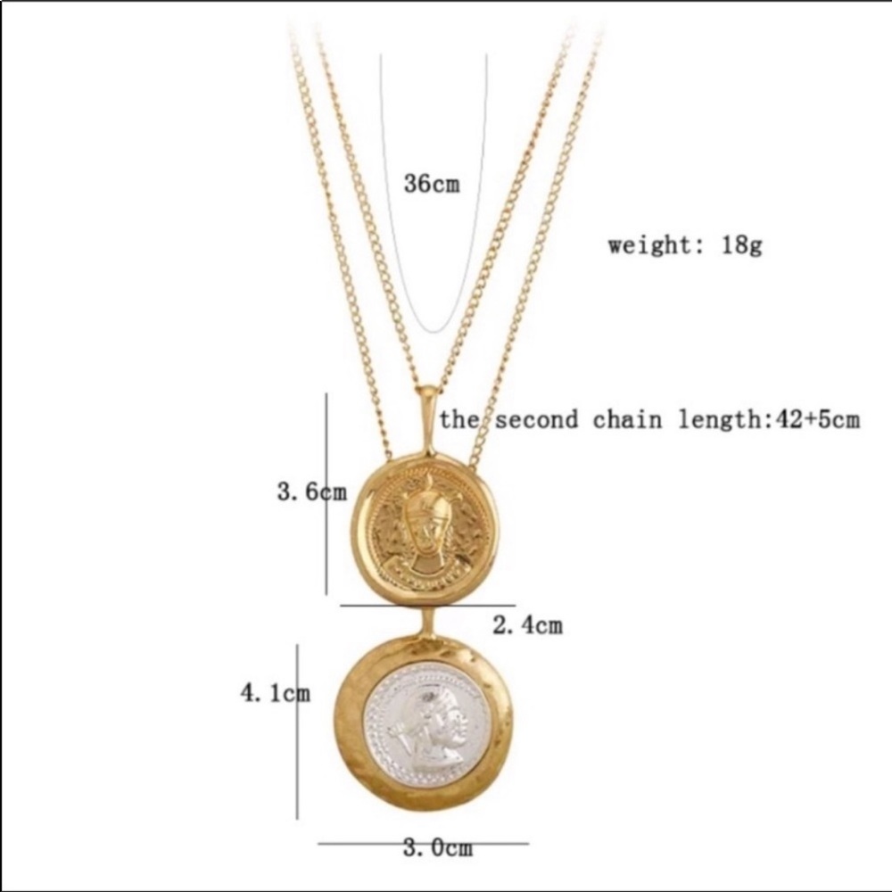NEW 18K Gold Vintage Coind Double Chain Necklace - Picture 4 of 5